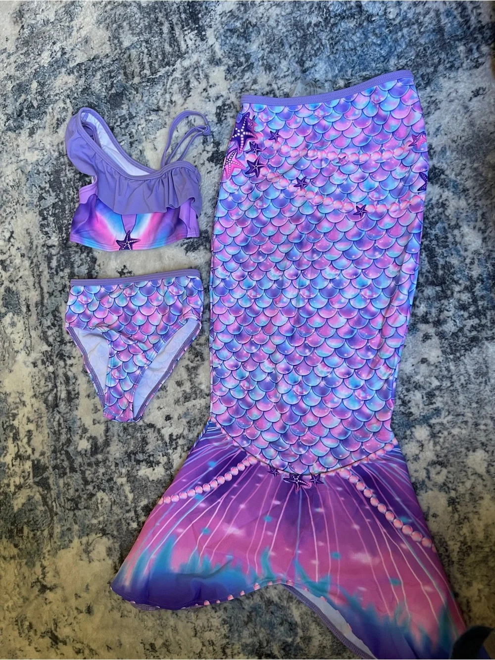 Mermaid Tail Costume Set for Kids - Purple Blue Gradient